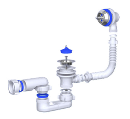 Сифон для ванны с выпускоми переливом плоский C6050