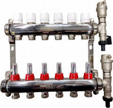 ALT-Kgr Колл. гр. с расходомерами, дренаж. краном и воздухоотвод., сталь 1"х 6х3/4"
