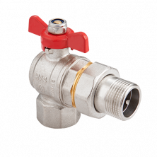 Кран-американка шаровый никелированный угловой с бабочкой 3/4" MVI (6/48)