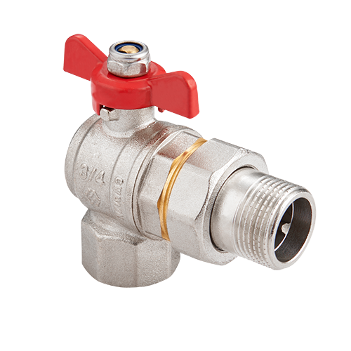 Кран-американка шаровый никелированный угловой с бабочкой 1" MVI