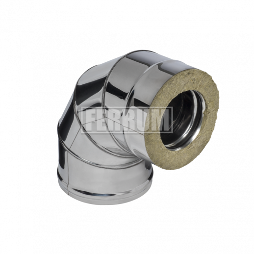 Сэндвич-колено 90° (430/0,5мм + нерж.) Ф130х200 {хром}