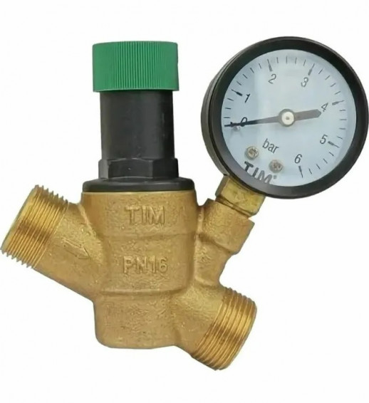 Регулятор давления TIM 1/2" В/Р * 3/4" Н/Р с отв. под манометр 1/4 (BL6823 A) 1/30