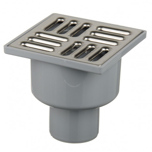 Трап D 50,нижний, решетка нерж. сталь. 100x100 мм T 506-6