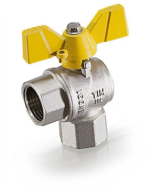 Кран шаровый ГАЗОВЫЙ УГЛОВОЙ 1/2" В/В Бабочка TIM (DE112L) (18/72)