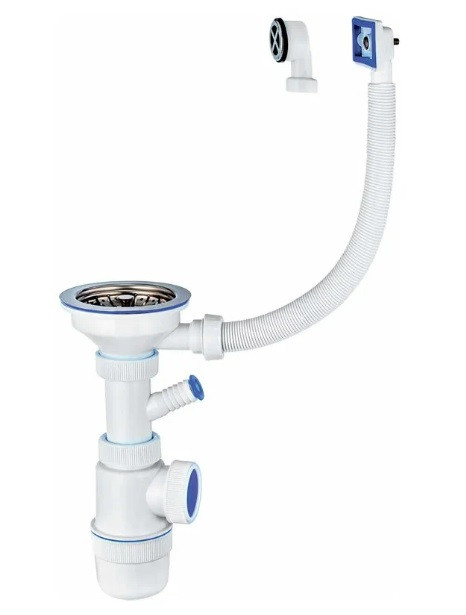 Сифон Эконом с универ.переливом, нерж. решетка Ø114 3 1/2x 40 VIRPLAST