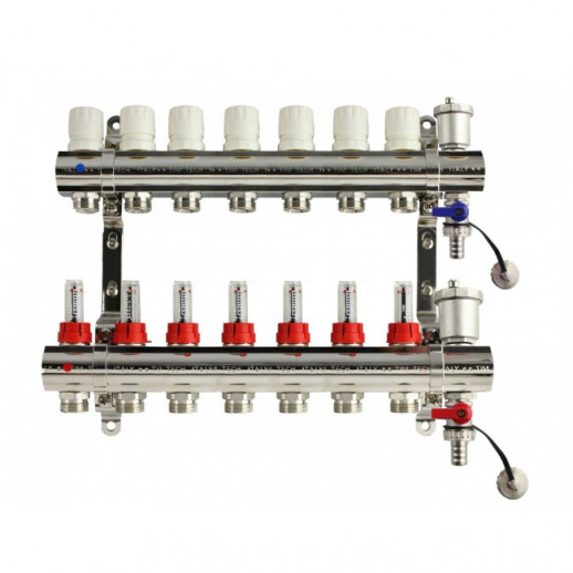 ALT-Kgr Колл. гр. с расходомерами, дренаж. краном и воздухоотвод., сталь 1"х 7х3/4"