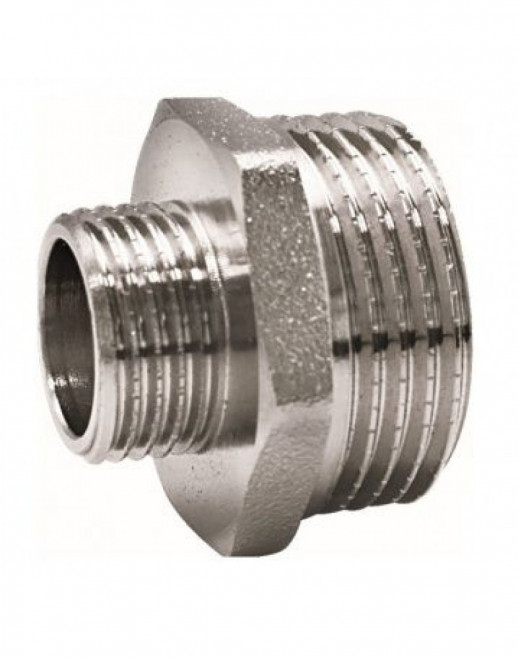 Ниппель переходной (нар./нар.) D=1/2" x 1/4" {хром, резьбовой, латунь} [Altstream] [003060201]