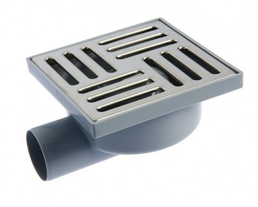 Трап D 50, боковой, решетка нерж. сталь. 150x150 мм Т 502-6