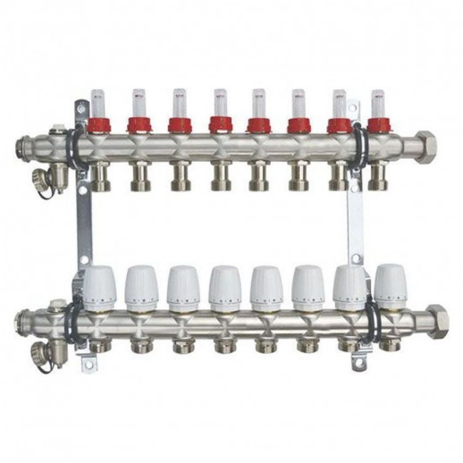 ALT-Kgr Колл. гр. с расходомерами, дренаж. краном и воздухоотвод., сталь 1"х 8х3/4"