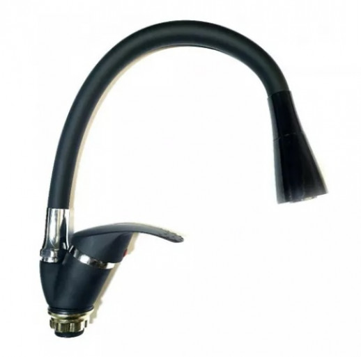 Смеситель STT для кухни шар.40мм боковая ручка гибкий излив цвет ЧЕРНЫЙ