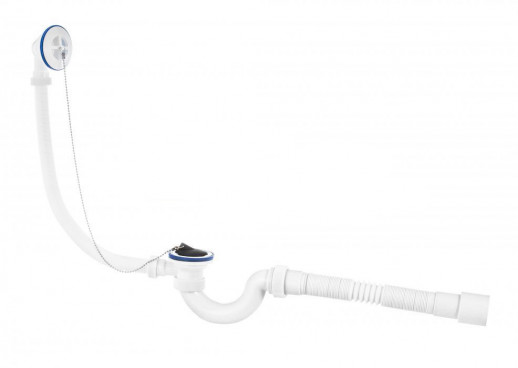 Сифон для ванн (обвязка) "МИНИ Элит" 1 1/2"х40, с пласт.реш D=70 мм, с гиб.тр 40-40/50 ВП 0653