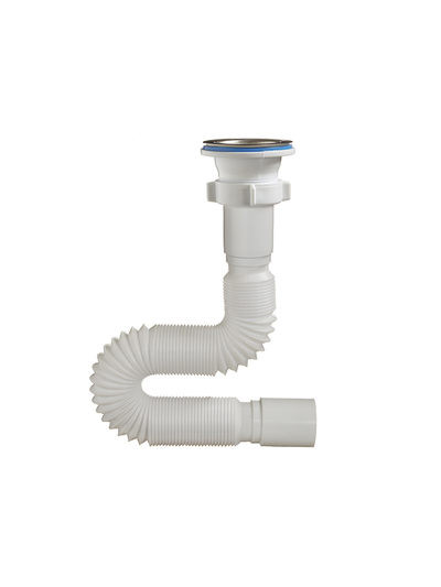 Гибкая труба с выпуском (гофросифон) ОРИО 1 1/2" - 40/50 с пласт.решеткой D=70 мм дл 950 мм А-7017