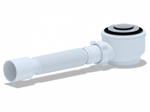 Сифон АНИ для душев. поддона 1 1/2"*50 с гиб.трубой 375*40/50 хром, клик-клак(E415CL)