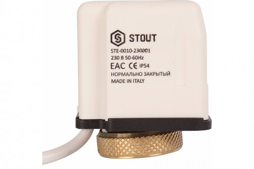 Электротермический компактный сервопривод, нормально закрытый, 230 B STOUT