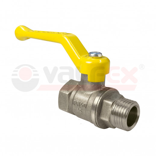 Кран шаровой для ГАЗА 1/2" ВР/НР ручка-рычаг, никель VALFEX 11Б27фтМ (80/24)