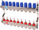 Коллектор из нержавеющей стали в сборе с расходомерами, 9 выходов