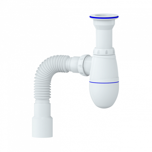 Сифон для мойки с литым выпуском 1"1/2 ПЛАСТИК чашка, гофра 40х40/50 B120P