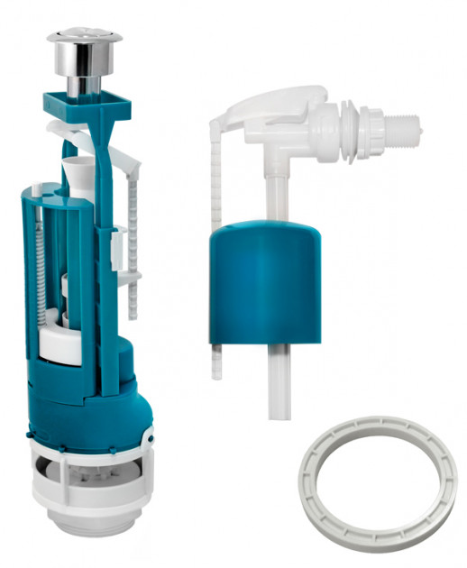 Арматура для бачка в сборе "Инкоэр" (боковой подвод, двойная кнопка, металл) ( И-СБ2-БпрН-АА-В(5234)