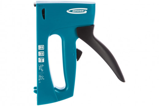 Степлер мебельный, пластиковый корпус, регулировка удара, тип скобы 13, 53, 300, 6-16мм// Gross