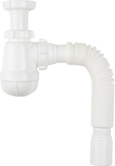 Сифон для кухни Aquant 1 1/2"х40 с удлинённой горловиной с мет.реш. . с гибкой труб 40Х5 B0510-30-MR