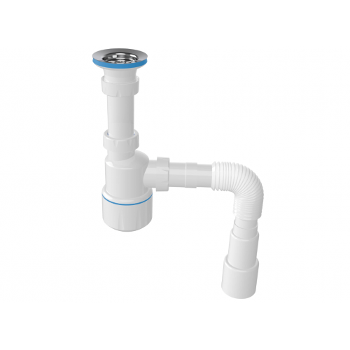 Сифон для умывальника с разб. выпуском 64 мм., с отводом для ст. машины., дл. винта 65 мм, гибкая труба 1 1/4 -  Ø40/50 Y105-6