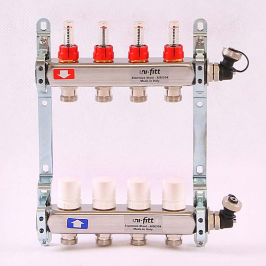 Unifitt Колл.группа 1'х3/4' 4 вых с расходомерами и термостатическими вентилями