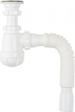 Сифон для кухни Aquant 1 1/2"х40 с мет.реш. с гибкой трубой 40х40/50 (длина болта 60 мм) B0115-30-MR