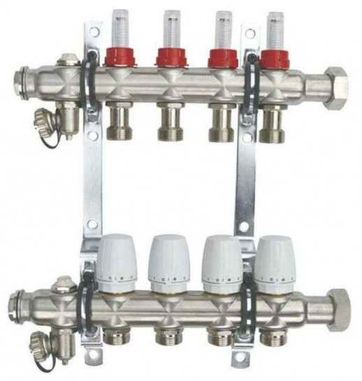 ALT-Kgr Колл. гр. с расходомерами, дренаж. краном и воздухоотвод., сталь 1"х 4х3/4"