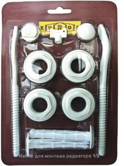 Комплект радиаторный на блистере 1/2  с 2-мя кронштейнами EUROS [EU.ST6154030 12_k]