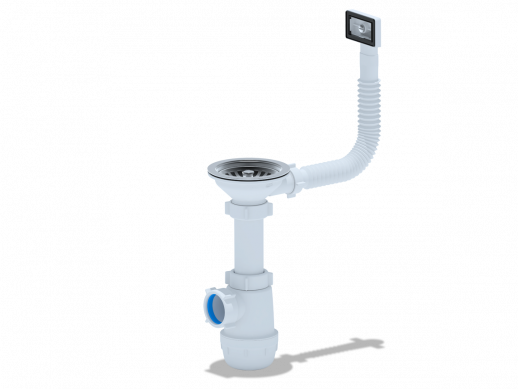 Сифон для кер.мойки с круг.пер,вып.3 1/2,пласт.винт 45 мм,с отв.для стир.маш.с гиб.труб.1 1/2 M104-6