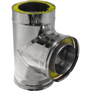 Сэндвич-тройник 90° (430/0,5мм + нерж.) Ф110х200 {хром}