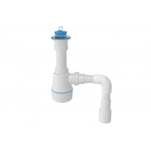 Сифон для мойки с разб. выпуском 70мм, дл. винта 50 мм, большая колба, выход гибкая труба 1 1 М106-0