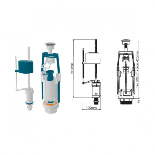 Комплект универсальной смывной арматуры с  клапаном нижней подачи воды1/2, материал мембран  SA416-3