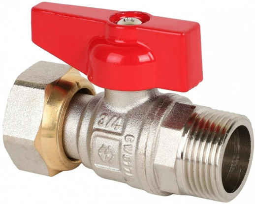 Кран шаровый прямой с накидной гайкой , вн-нар, бабочка 1/2 MVI