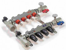 Коллекторная группа 1"х3/4" нерж. с расх-ми 4 вых. TIM (KAS5004)