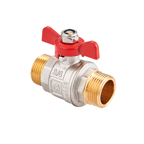 Кран шар.никел.с бабочкой, штуцер-штуцер 1/2" MVI